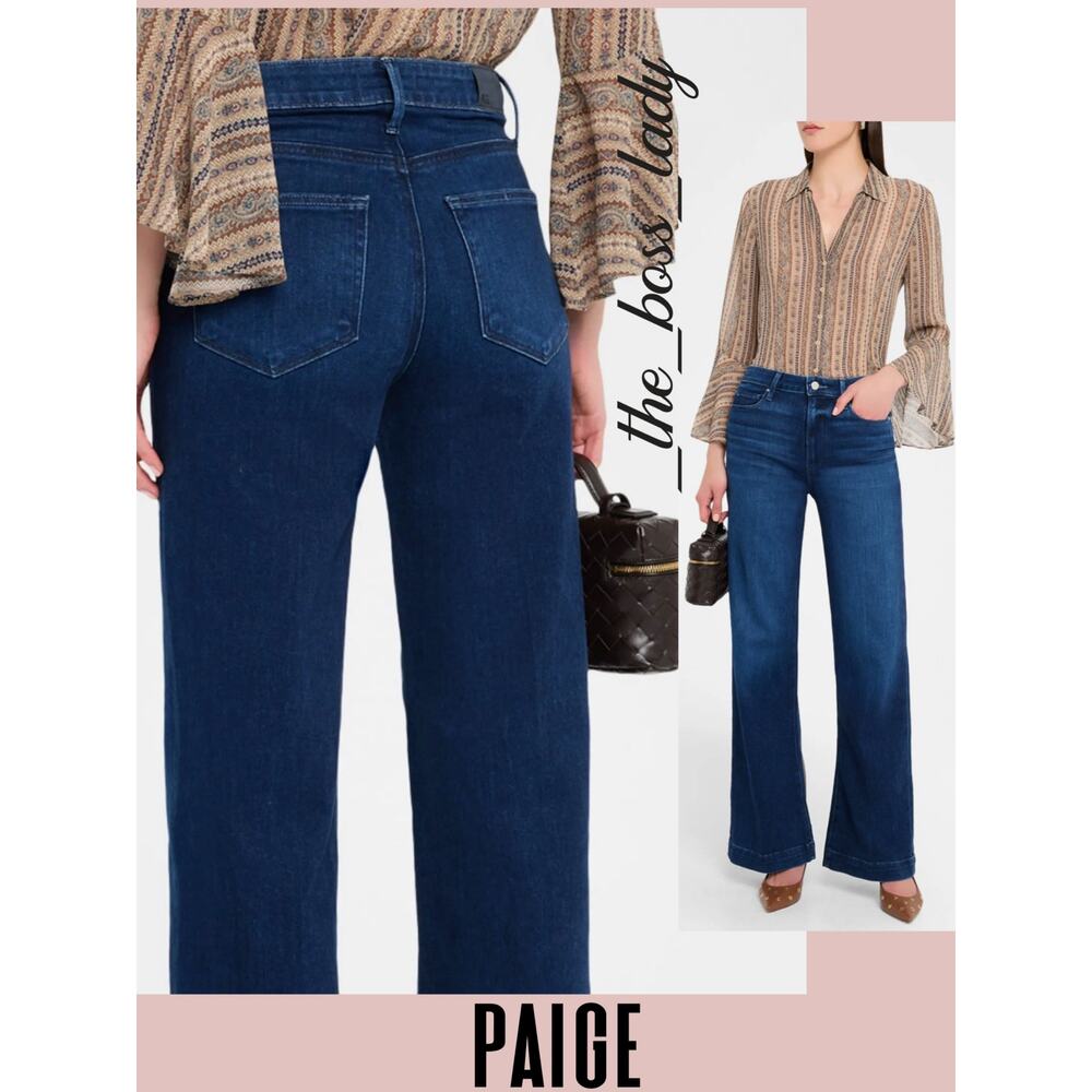 Paige wide-leg jeans leenah high rise denim cotton dark wash frevo 24